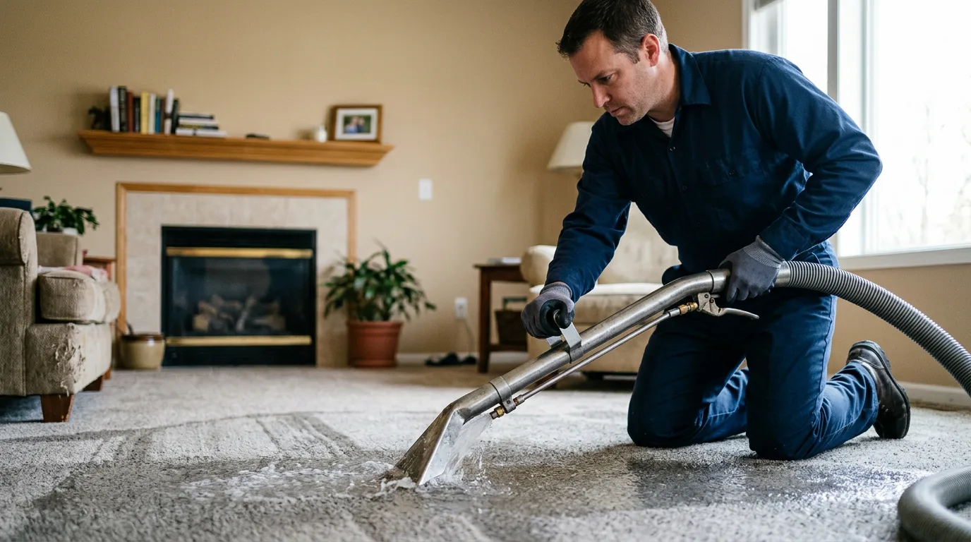 Water damage restoration technician working near Dickinson, AL
